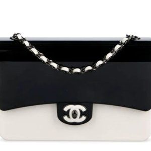 2021 COCO FAME White and black resin shoulder chain bag